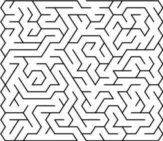 Labyrint med 35 × 20 trekantiga celler