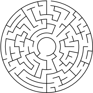 Cirkulär labyrint med 20 cellers diameter